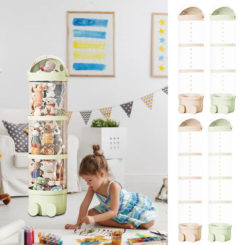 Plush Doll Storage Tube 3 layer / 4 layers Stuffed Animal Storage Toy Display Transparent Stuffed Dolls Storage Bucket Organizer